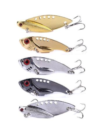 LURESMEOW Fishing Spoons Lures Blade Baits for Bass Spinner Spoon Blade Swimbait Fishing Lures for Freshwater Saltwater Metal VIB Hard Blade Bait Fishing Spoon Lures for Bass Walleye Trout