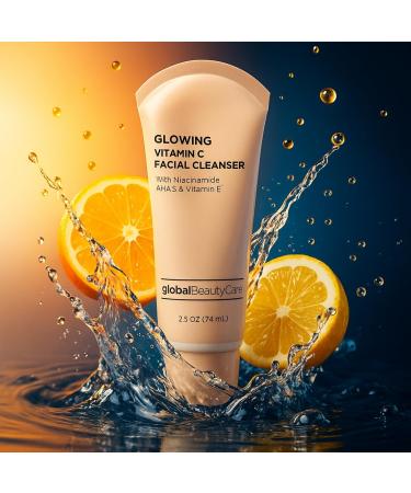 Global Beauty Care Glowing Facial Cleanser - Vitamin C Face Wash to Support Even-Looking Tone and Radiant Brighter Skin with Niacinamide AHA & Vitamin E Gentle Daily Cleanser 2.5 fl oz (2-Pack) Glowing 2.5 Fl Oz (Pack o  - Buy Online on GoSupps.com