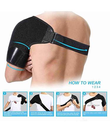 Adjustable Shoulder Support Brace for Rotator Cuff Pain Relief - Left & Right Arm - Includes Mesh Bag & Manual - Buy Online on GoSupps.com