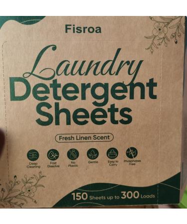 Travel Laundry Detergent Sheets Eco-friendly 300 Loads Fisroa Clothes Washing Detergent Sheets Plastic-Free Washer Sheets Fresh Linen Scent Liquidless Laundry Sheets Strips Tablet (Strong Linen)