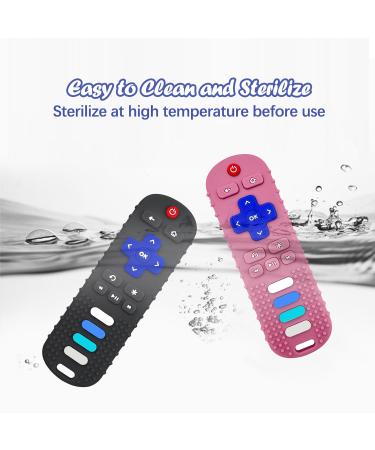 ERSIHUA Silicone Baby Teething Toys - 2-Pack TV Remote Teethers for 3-12 Months Boys and Girls (Black+Pink) - Buy Online on GoSupps.com