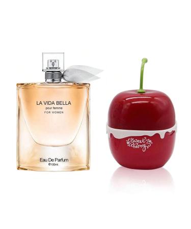 Women's Perfume La Vida Bella& Sweet Cherry Combo Set Eau De Parfum Long Lasting Fragrance 3.4 Fl Oz Spray Each for Daily Used la vida bella&Sweet Cherry