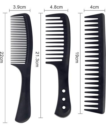 Sularpek Hair Comb Set 3 Pcs Wide Tooth Comb Carbon Fiber Hair Comb Set Heat Resistant Anti-static Comb Hairdressing Hair Styling Comb for Most Hair Types - Buy Online on GoSupps.com