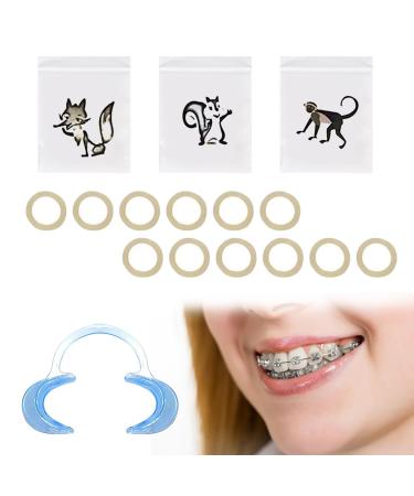 Dental orthodontic latex elastics dental elastic tea rubber band toothed gum pull tapes orthodontic latex elastics elastic braces gum teeth rubber band dental C-shape mouth opener 300PCs