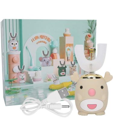 Buy U-Shaped Electric Children's Toothbrush | Rechargeable Sonic Cartoon Design IPX7 Waterproof | Ages 6-14 | Beige - Buy Online on GoSupps.com