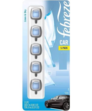 Febreze Air Freshener Vent Clips, Linen & Sky Linen 5 Count (Pack of 1)