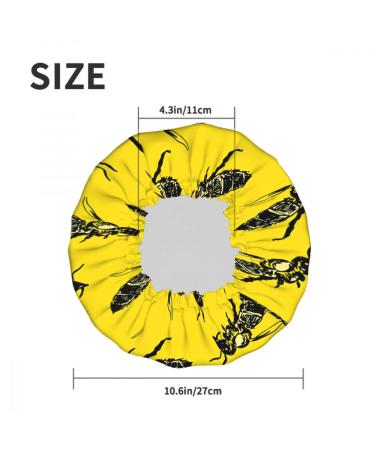 Moslion Bee Shower Cap | Yellow Background Natural Wildlife Design | Reusable Double Layer Hair Cover | Soft Shower Hat for Women | All Hair Lengths | Bumblebee & Honey Bee Print - Buy Online on GoSupps.com