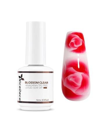Nicedeco Nail Blooming Gel 15ml UV LED Clear Blossom Gel Polish for Nail Decoration Spreading Effect Nail Painting Marble Watercolor Nail Art Design Manicure