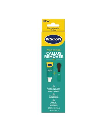 Dr. Scholl's Fast Acting Callus Remover Gel Kit Hard Skin Removal Smooth Soft Feet in Minutes Salon Professional Formula Mess Free Application Exfoliating Foot File Pedicure Tool Included