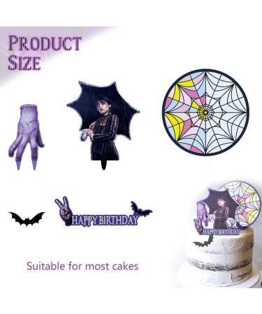 5 counts Wednesday Cake Toppers Cupcake Toppers Cake Decorations for Addams Theme Birthday Party Supplies - Buy Online on GoSupps.com