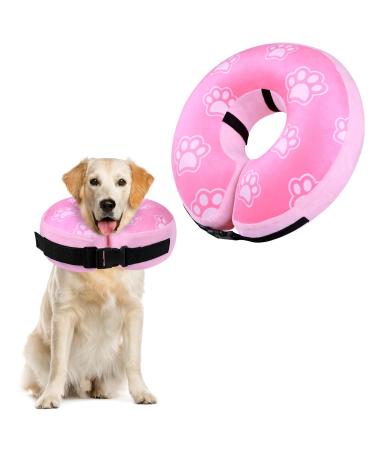 FWLWTWSS inflatable hinge dog & sore throat cat protective collar dog with adjustable buckle dog collar leak protection for recovery after operations or wounds do not block the view of pink neck: 50cm- 65 cm XL