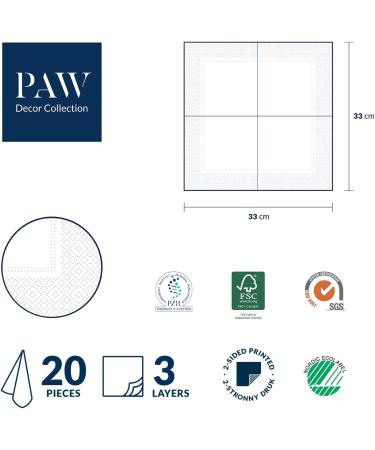 Buy PAW 3-Layer Paper Napkins (33x33 cm) - 20 Pieces | Perfect for Birthdays Weddings & Parties | Double-Sided Printed Designs - Buy Online on GoSupps.com