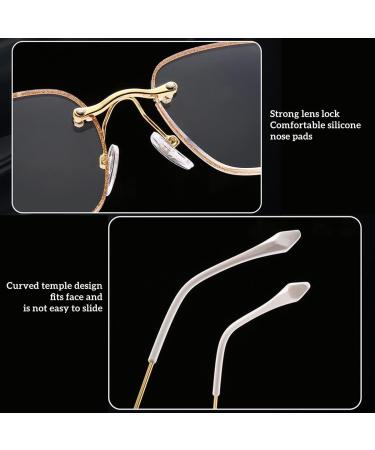 ZUKKY Blue Light Reading Glasses for Women - Rimless Metal Frame Readers | Gold/Silver Powder Large AM24 - Buy Online on GoSupps.com