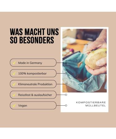 30L Compostable Organic Waste Bags with Handle - 39 Tear-Resistant Garbage Bags Made in Germany 100% Biodegradable & Climate Neutral - Available in 6L 10L 20L - Buy Online on GoSupps.com