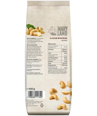 Buy Maryland R st-Cashews 400G - Oil-Free Crisp Cashew Nuts from Germany (3 Pack) | Unique Aroma & Flavor - Buy Online on GoSupps.com