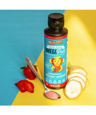 Barlean's Omega Pals - Sensational Straw-Nana Flavor 8 oz | Delicious Omega-3 for Kids - Buy Online on GoSupps.com