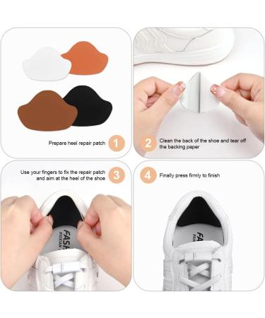 Flintronic 8 Pairs Microfiber Heel Repair Patch | Self Adhesive | Shoe Hole Prevention | Large & Small Sizes | Black White Brown Yellow - Buy Online on GoSupps.com