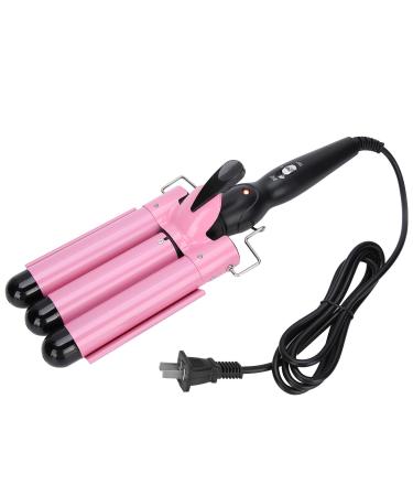 3 Barrel Curling Iron Wand Adjustable Hair Crimpers Hair Styling Tool Hair Curler Waver Crimper for Home and Salon 110V 240V (Pink 28mm) US Plug Pink 28mm