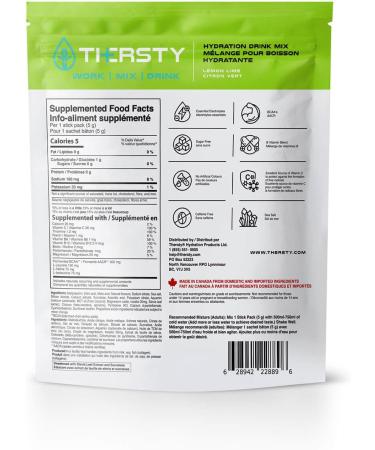 Thersty Electrolyte Powder ZERO Sugar Electrolyte Packets Designed for Rapid Hydration. All Natural Ingredients and Trusted by the World s most Demanding Insustries 40 Servings - Lemon Lime - Buy Online on GoSupps.com