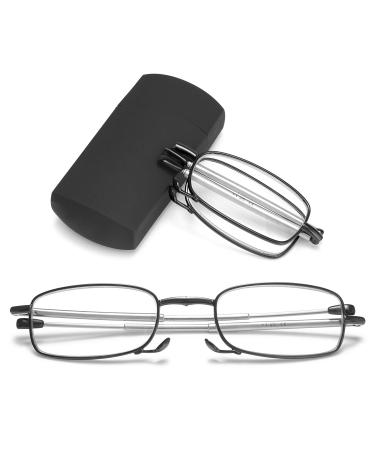 Vevesmundo blue light filter reading glasses men women metal foldable foldable mini small folding glasses folding glasses collapsible glasses with case 1 piece of black foldable reading glasses 2.25 x