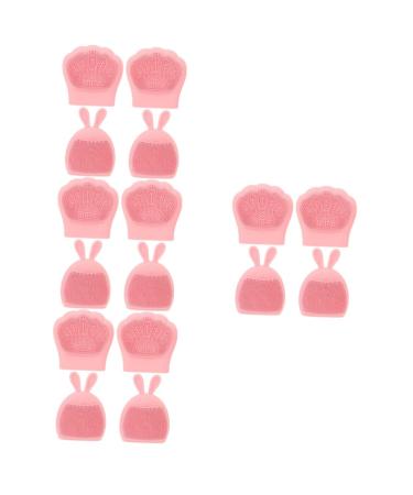 16 Pcs Rabbit Ears Facial Brush Facial Cleanser Brush Portable Massager Face Massager Hand Held Massager Lady Facial Brush Silicone Face Household Washbasin Cat Paw Miss Light Pinkx4pcs 7.5x7.5cmx4pcs