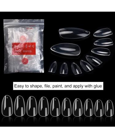 Noverlife 1200PCS Short Almond False Nail Tips - Clear | 10 Sizes Acrylic Nail Art | Perfect for Nail Salon & DIY Manicure - Buy Online on GoSupps.com