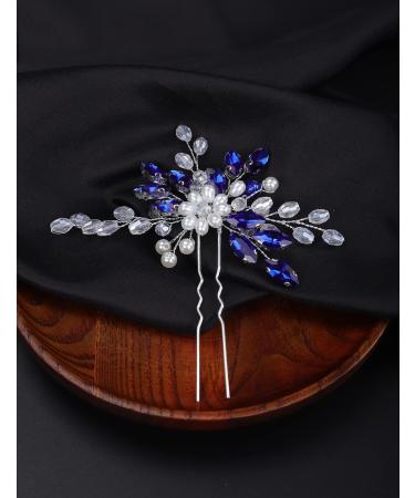Deniferymakeup Rhinestone Bride Wedding Hair Pins Pearl Bridal Hair Pieces Decorative Crystal Hair Accessories for Women and Girls (Blue) - Buy Online on GoSupps.com