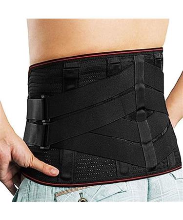 Lumbar support belt to support the lower back relieve pain herniated disc sciatica scoliosis compression belt for men and women (color: black size: xxl