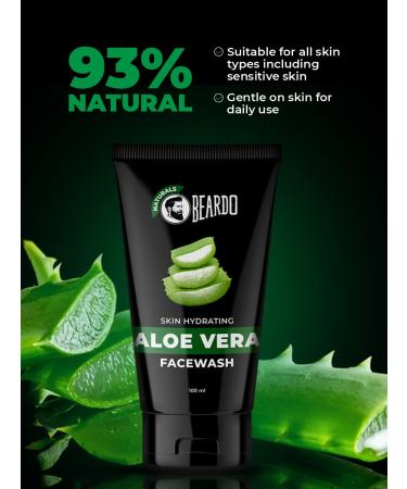 Beardo Skin Hydrating Aloe Vera Facewash for Men | Sulphate & Paraben Free Deep Cleansing Face Wash | Ultra Moisturising 3.33 oz - Buy Online on GoSupps.com