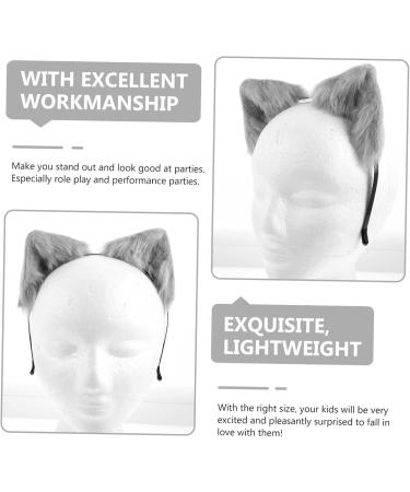 PLAFOPE 1pc Plush Cat Ear Headband Girl Outfit Cute Fox Ear Hairband Cosplay Hair Wear Headdress for Clothing Cosplay Headdress Halloween Cat Fox Ear Plush Headband Cat Outfit Metal One Size Grey - Buy Online on GoSupps.com