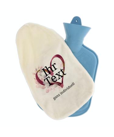 Stamp factory-hot water bottle with personalizable cover-motif heart red-cozy hot water bottle cover with desired text individually-for children & adults (800 ml)