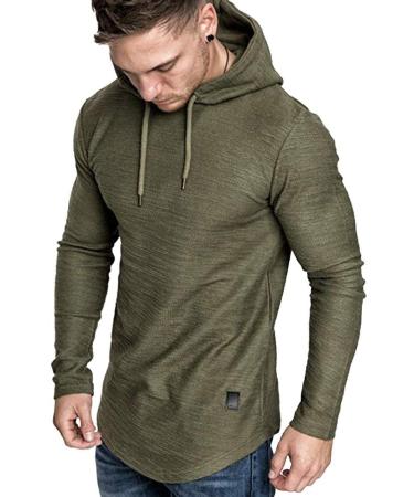 Mens Fashion Hoodies Athletic Breathable lightweight Sport Sweatshirt Solid Color Soft Pullover A-green X-Large