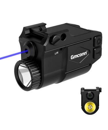 Gmconn Gun Light Laser Sight Weapon Pistol Flashlight 650 Lumen with Blue Laser Sight Combo, Built in USB Rechargeable Battery Black