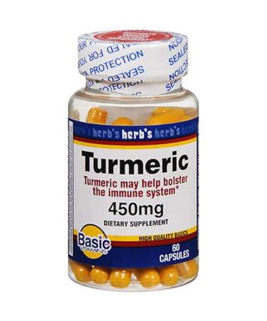 Basic Vitamins Turmeric 450 mg Capsules - 60 ct Pack of 2