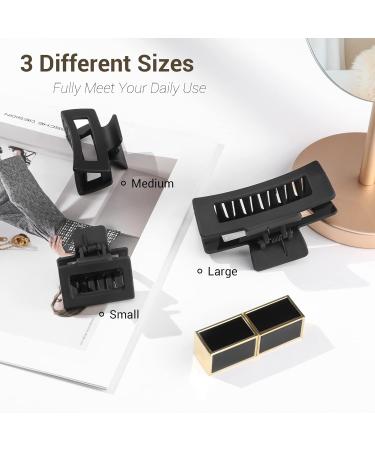 Shinowa 3 Pack Hair Claw Clips - Non-slip Matte Hair Clips for Women - Strong Hold Jaw Clip Set for Thick & Thin Hair - Black Assortment - Buy Online on GoSupps.com
