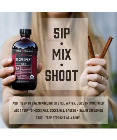 Herbal Revolution Elderberry Tonic - Certified Organic Non-GMO Apple Cider Vinegar Infused with Cinnamon Bark Raw Honey Ginger & More - Made Using Regenerative Farming Practices - 8 Oz - Buy Online on GoSupps.com
