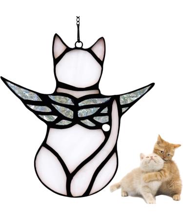Lam-lord Angel Cat Memorial Gifts Ornaments Stained Acrylic Window Hanging Decor Angel Wings Cat Sun Catcher Pet Memorial Statue for Cat Lovers Pet Loss Cat Themed Sympathy Present(White) - Buy Online on GoSupps.com