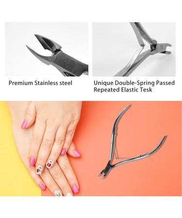 Lofuanna Cuticle Nippers and Pusher Set - Professional Stainless Steel Manicure Tools for Dead Skin Fingernails and Toenails (Black) - Buy Online on GoSupps.com