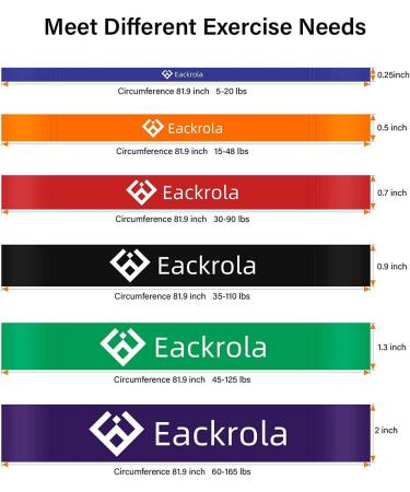 Eackrola Pull Up Assistance Bands Set - Set of 6 Heavy Duty Resistance Bands for Workout Exercise - Includes Instruction Guide and Carry Bag - Buy Online on GoSupps.com