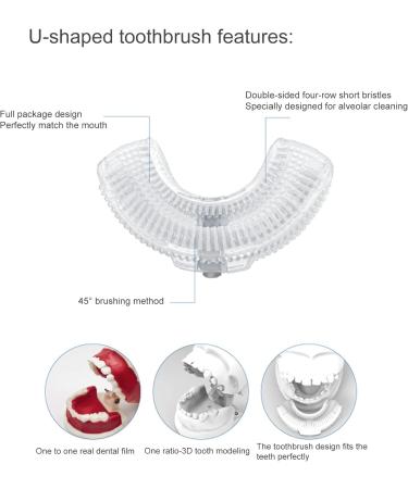 Kids U-Shaped Toothbrush - Cartoon Bear Shape - Food Grade Soft Silicone Brush Head 360 Oral Teeth Cleaning Design for Toddlers and Children White - Buy Online on GoSupps.com