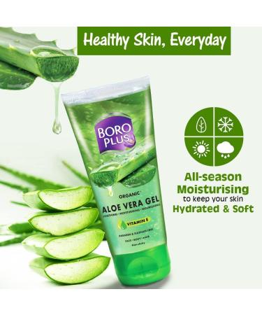 BoroPlus Gel d'aloe vera 150 ml Extrait d'aloe vera bio vitamine E pour la peau et les cheveux | Soin hydratant contre les boutons la s cheresse et les frisottis sans paraben ni sulfate avec - Buy Online on GoSupps.com
