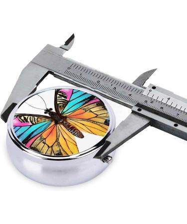 Colorful Butterfly Round Pill Box | 3 Compartment Travel Medicine Organizer & Portable Vitamin Holder - Buy Online on GoSupps.com