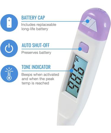 MABIS Digital Thermometer for Babies, Children, and Adults - Clinically Accurate in 60 Seconds - Purple - Buy Online on GoSupps.com