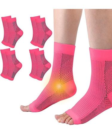 4 pairs of ankle bandage compression socks for women/men compression stockings ankle bandage foot bandage for plantar fasciitis arthritis bricked up ankle heels spur (pink 38-42) 38-42 pink
