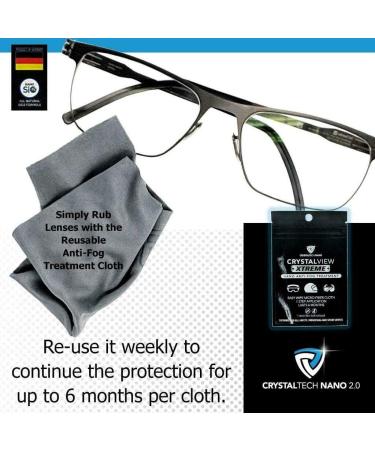CrystalTech Nano Anti-Fog Wipe Treatment for Glasses  Goggles  Masks and Visors | Reusable Cloth | Eyewear Fog Protection for Work  Cycling  Skiing  Sports | For Humidity  Sweat and Temperature Change - Buy Online on GoSupps.com