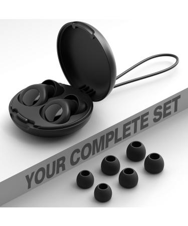 Buy Sleep Earplugs - 30dB Noise Cancelling Reusable Silicone for Sleeping Concerts Work & Travel - Anti-Snoring with 8 Ear Caps in XS S M L - Elegant Black - Buy Online on GoSupps.com