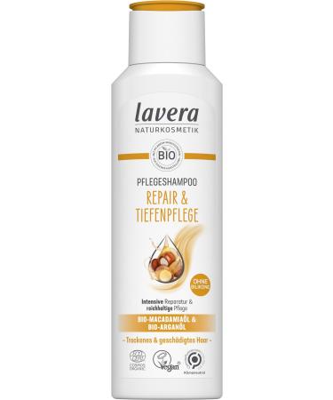 lavera lavera Expert Repair Deep Care Maintenance Shampoo with organic macadamia oil and organic quinoa Intense and rich hair care Natural cosmetics Vegan Organic (1 x 250 ml)