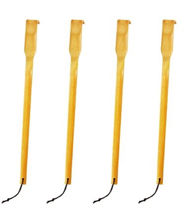 RENOOK Back Scratcher, Bamboo Wood Back Scratcher Massager, 17" Long Self-Massager Provide Instant Relief from Itching, Good Practical and Novel Gifts for Friends and Family, 4-Pack.