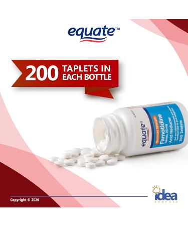 Equate Famotidine 20mg Tablets - 200 Ct Maximum Strength Acid Reducer for Heartburn Relief - Say NO to Indigestion and Heartburn - Better Idea Guide Included - Buy Online on GoSupps.com