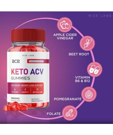 Ace Keto Gummies with Apple Cider Vinegar - Advanced Weight Loss Supplement for Belly Fat - 60 Gummies - Buy Online on GoSupps.com